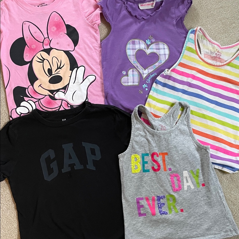 5 Girls‎ Tee Bundle Size 5/6 – incl 2 Tank Tops (Minnie Mouse, GAP, Skechers)